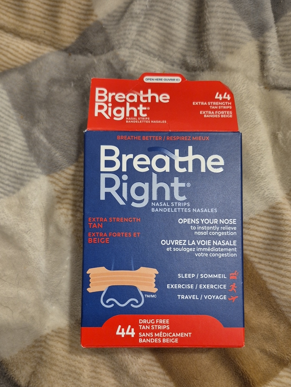 Breathe Right Extra Strength Nasal Strips - Tan (44 Pack)